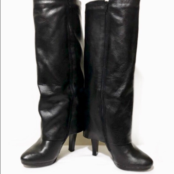 Madeline Stuart Shoes - Madeline Stuart Black Heeled Cuff Knee High Boot